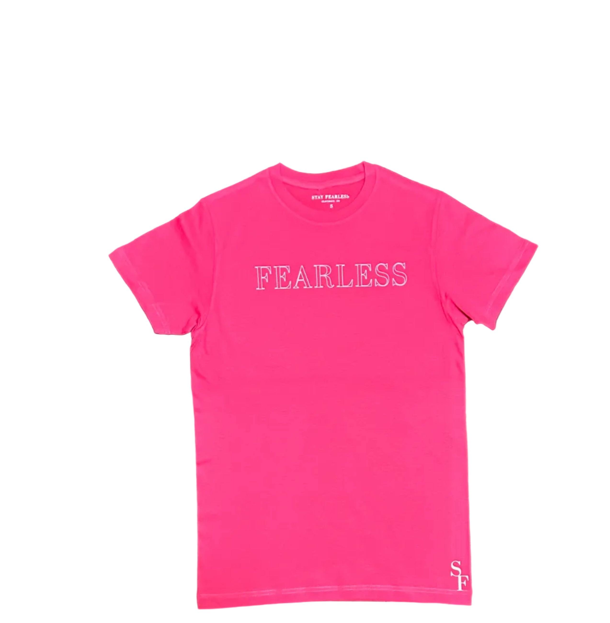 LADIES FEARLESS HOLOGRAPHIC PINK T SHIRT
